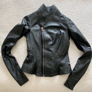 Rick Owens Leather Jacket Women's Black Biker IT 42 New Tags Authentic XS